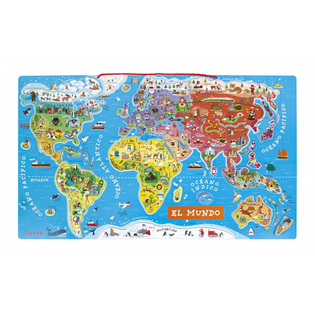 Mapa Mundi puzzle magnético  versión español
