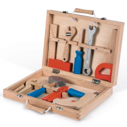 Maletín de bricolaje con 9 herramientas de madera