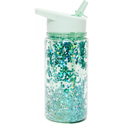 Botella de plástico con Purpurina Verde agua. TUTETE